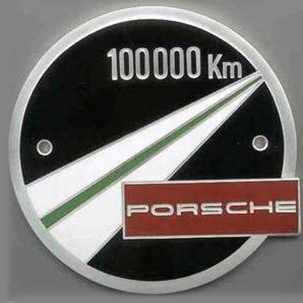 Porsche 100,000 Km car badge