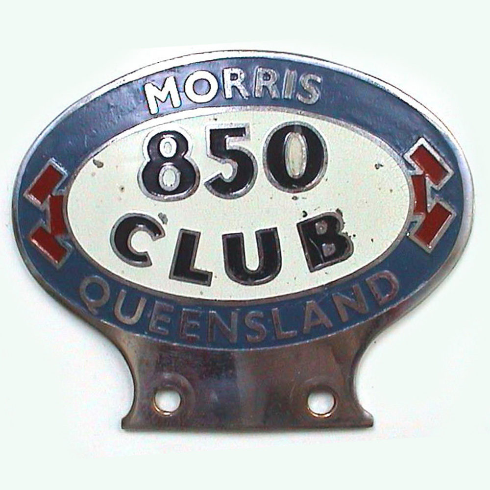 Morris 850 Club Queensland car badge