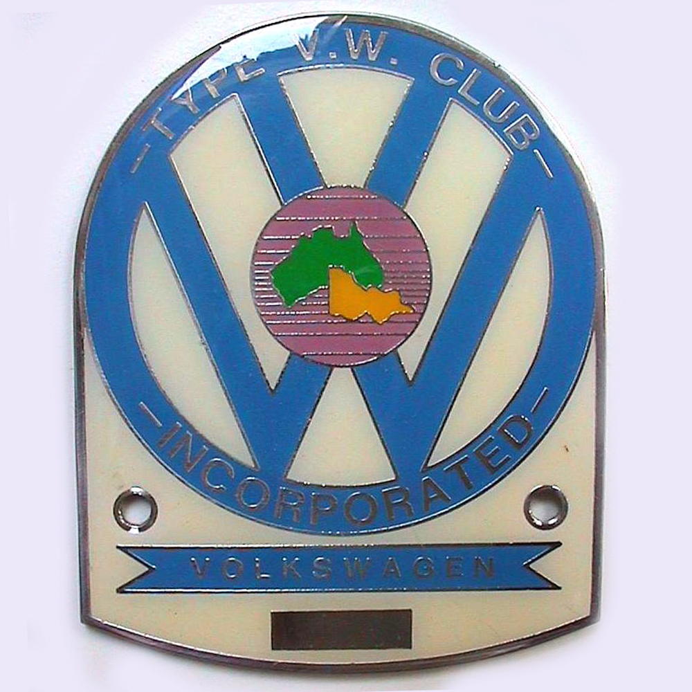 T Type V.W. Club car badge Australia car badge