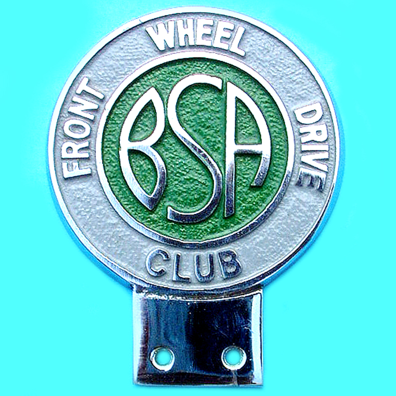 BSA Front Wheel Drive Club car badge