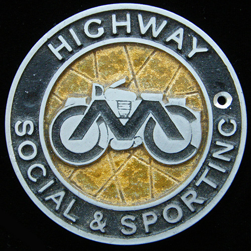 Highway Motor Cycle Club car badge