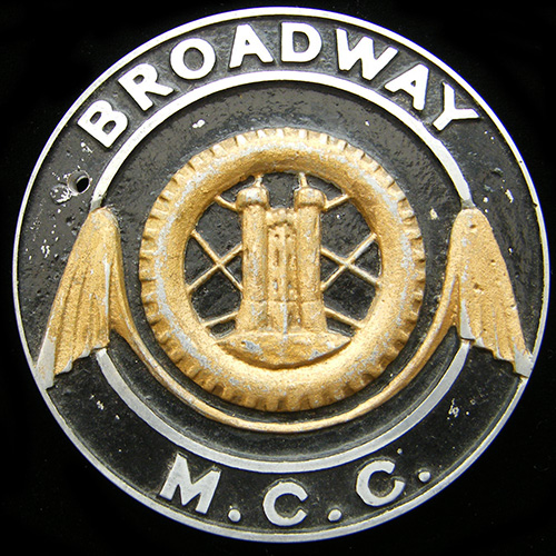Broadway Motor Cycle Club Car Badge