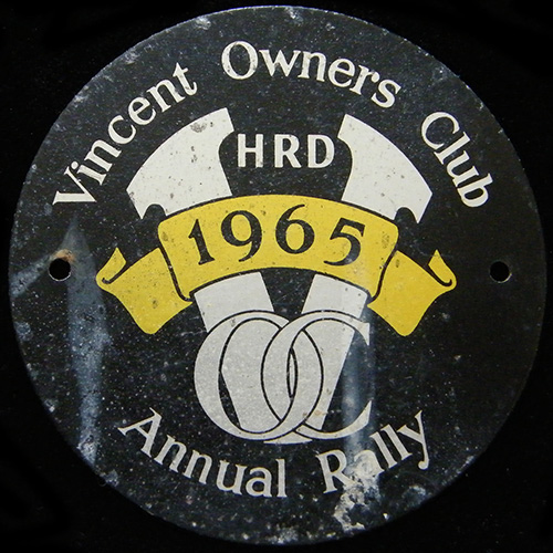 Vincent Owners Club Machine/Car badge