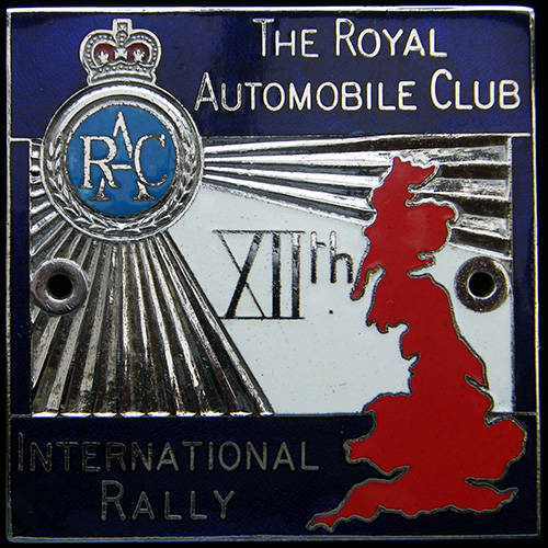 Royal Automobile Club International Rally Car Badge