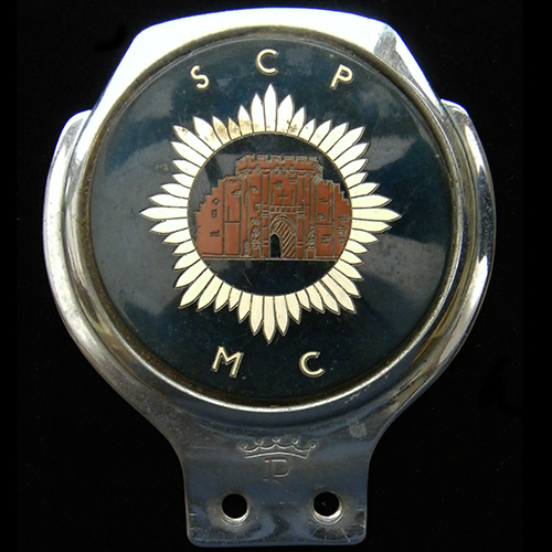 S C P Motor Club car badge