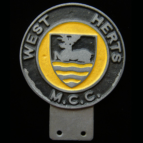 West Herts Motor Cycle Club car badge