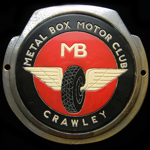 Metal box Motor Club Crawley car badge