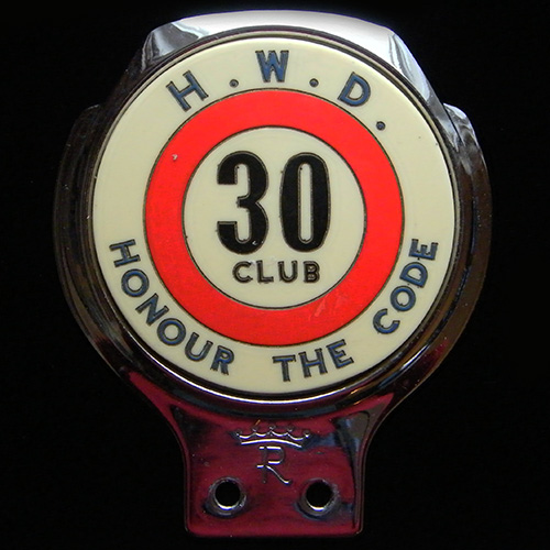 H.W.D. 30 Club car badge