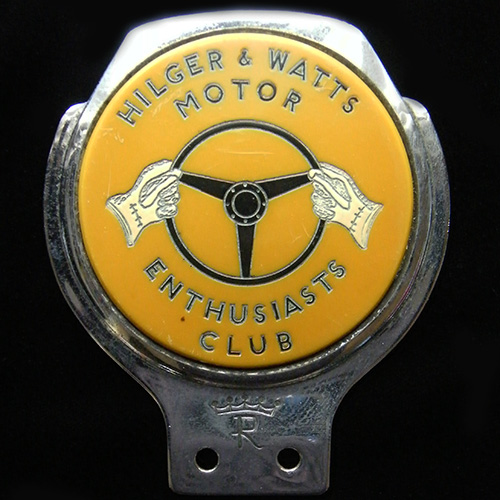 Hilger & Watts Enthusiasts Motor Club car badge