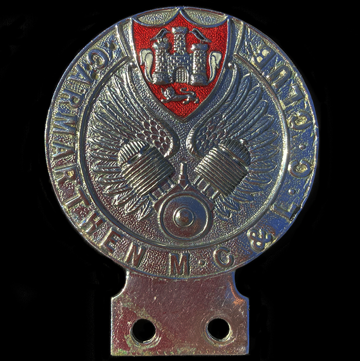 Carmarthen Motor Cycle & Light Car Club car badge