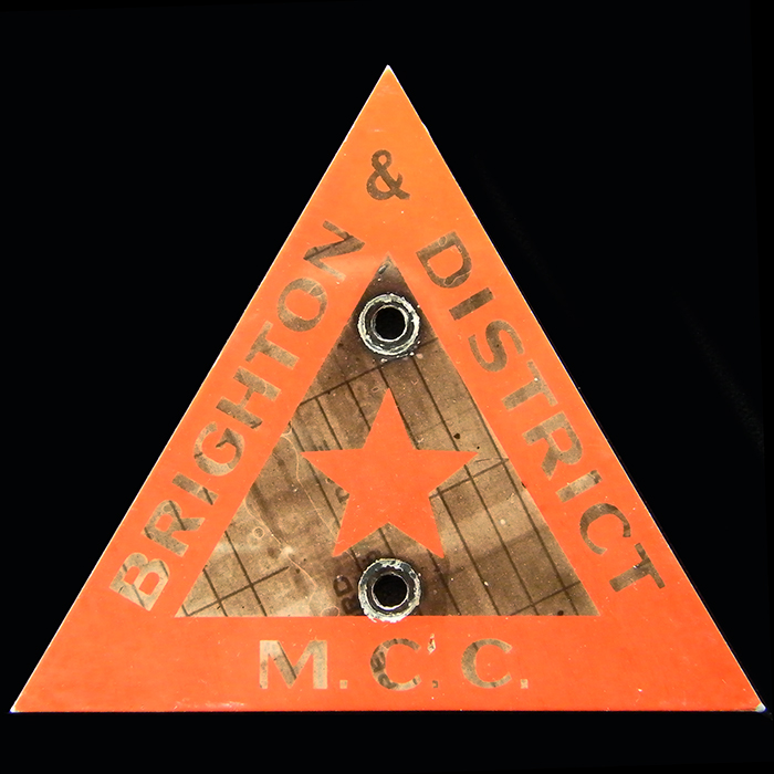 Brighton & District M.C.C. (Motor Cycle Club) Machine Badge.
