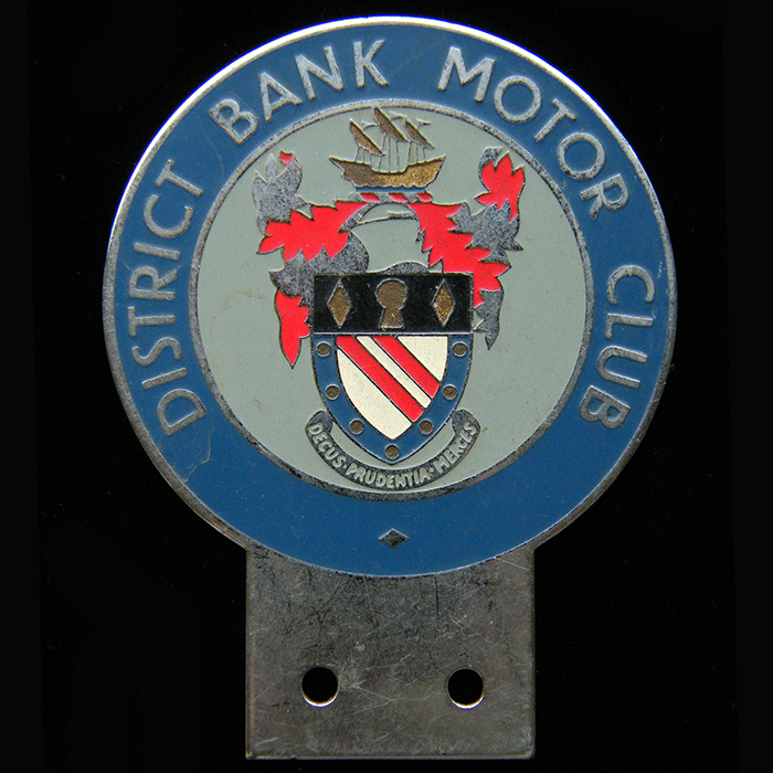 District Bank Motor Club car badge