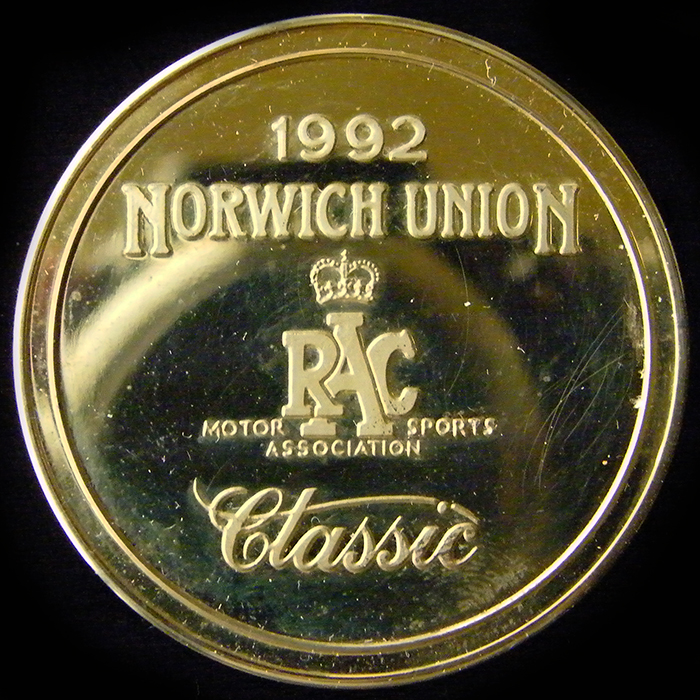 RAC Motor Sports Association medallion 1992