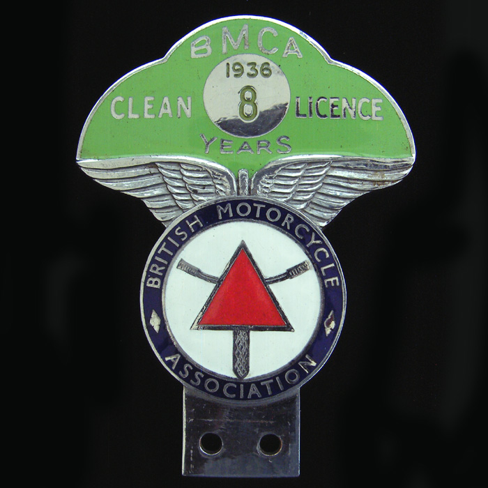 Pre War 1936 British Motor Cycle Association car badge