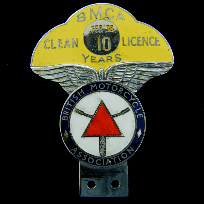 Pre War 1938 British Motor Cycle Association car badge