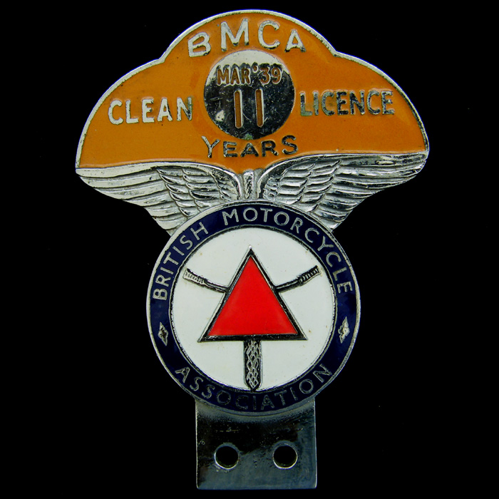 Pre War 1939 British Motor Cycle Association car badge