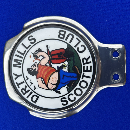 Dirty Mills Scooter Club car badge