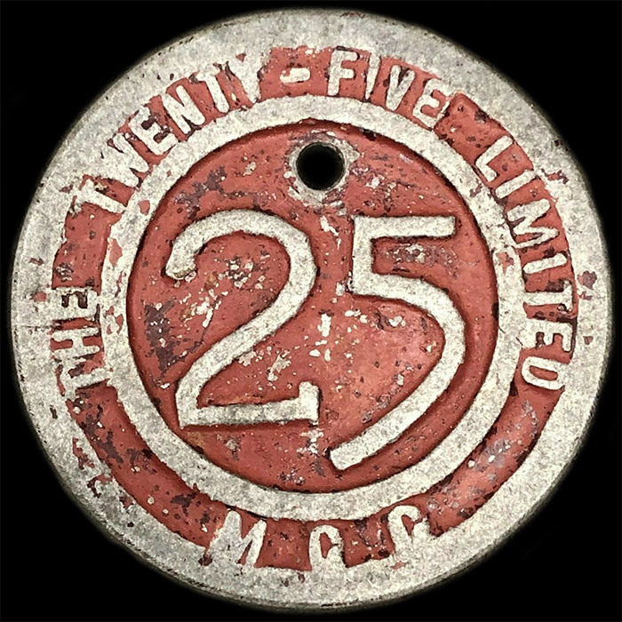 The Twenty Five Limited Motor Cycle Club car badge