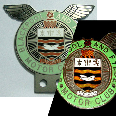 Fake Blackpool and Fylde Motor Club car badge