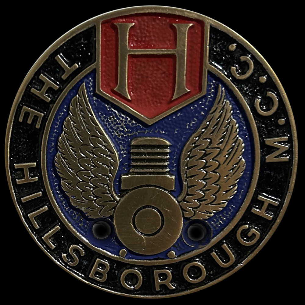 Hillsborough Motor Cycle Club car badge