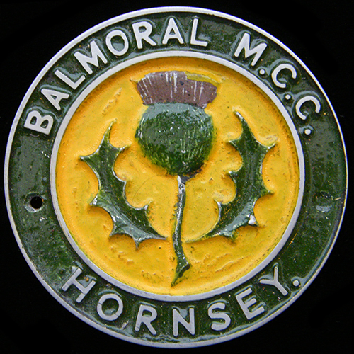 Hornsey Balmoral Motor Cycle Club Car Badge