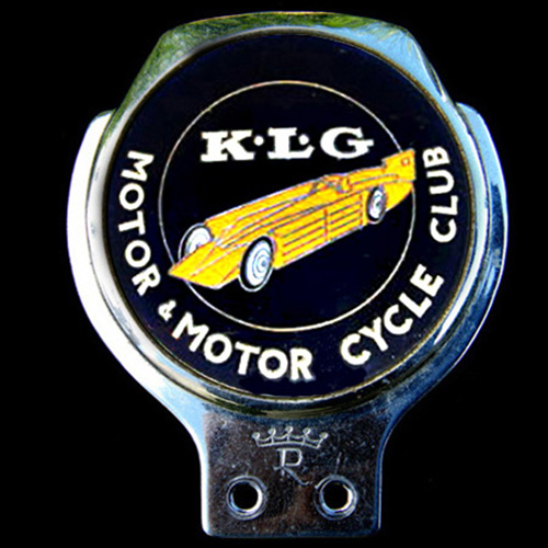 K.L.G. Motor & Motor Cycle Club Car Badge