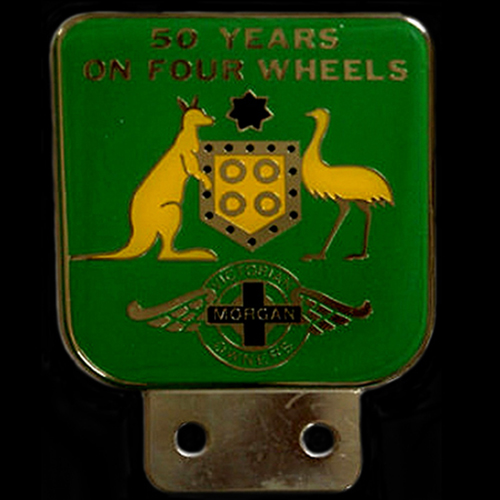Morgan 50 Years on Four Wheels Car Badge