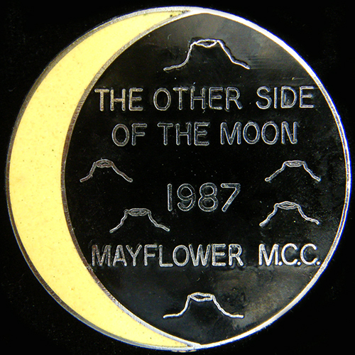 Other side of the Moon Rally pin badge