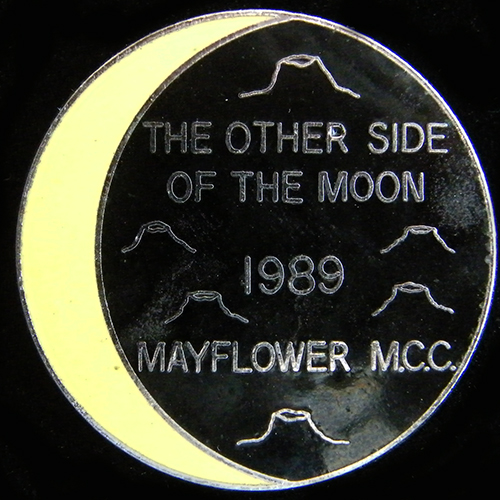 Other side of the Moon Rally pin badge