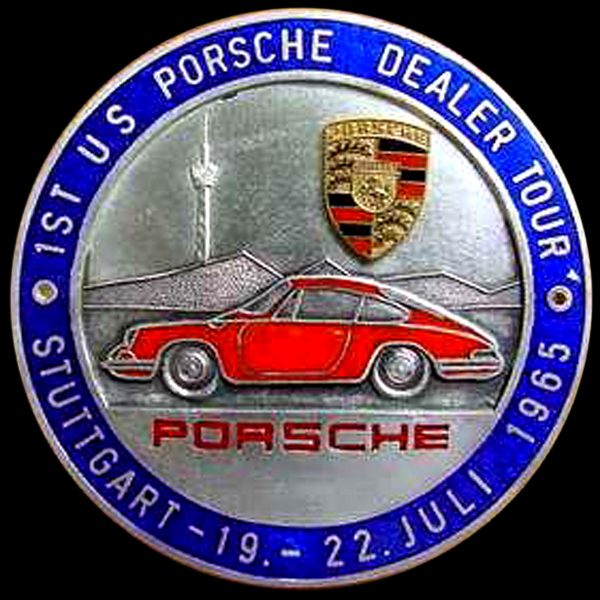 Porsche e 1st US Dealer Tour 1965 car badge