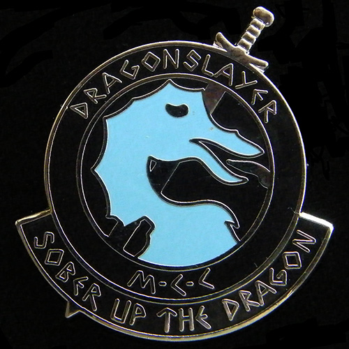 Sober up the Dragon Rally lapel badge