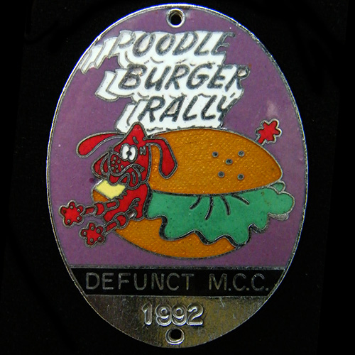 Poodle Burger Rally pin badge