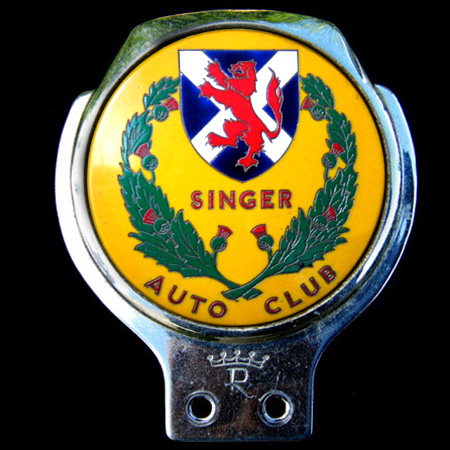 Singer Auto Club Car Badge
