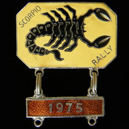 Scorpio Rally pin badge