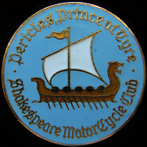 Shakespeare Motor Cycle Club Rally pin badge