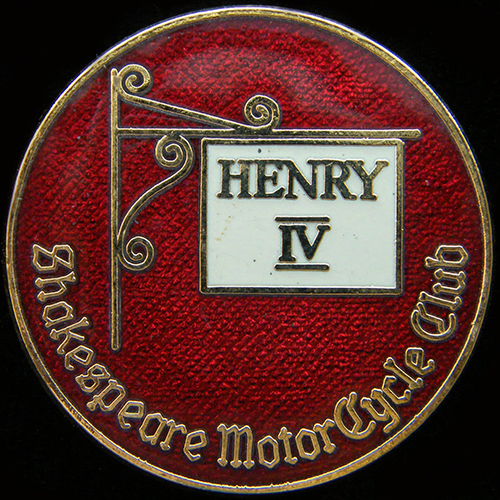 Shakespeare Motor Cycle Club Rally pin badge
