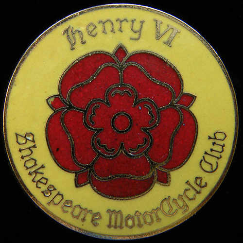Shakespeare Motor Cycle Club Rally pin badge