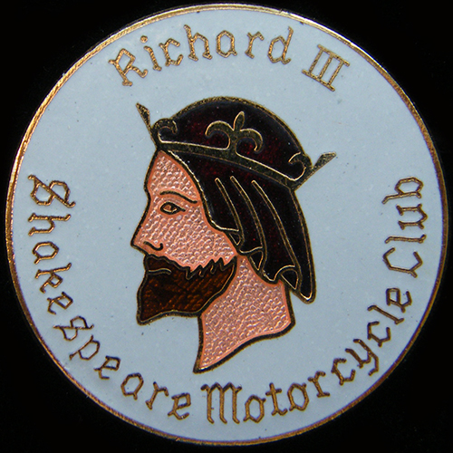 Shakespeare Motor Cycle Club Rally pin badge