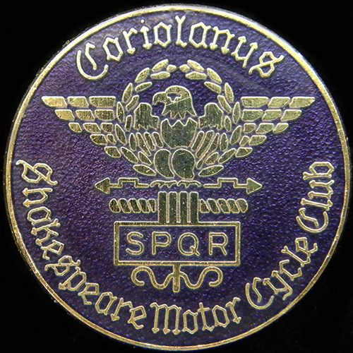 Shakespeare Motor Cycle Club Rally pin badge