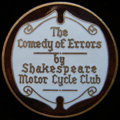 Shakespeare Motor Cycle Club Rally pin badge