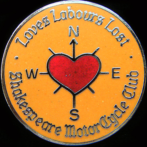 Shakespeare Motor Cycle Club Rally pin badge