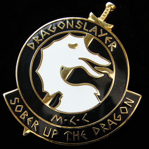 Sober up the Dragon Rally lapel badge