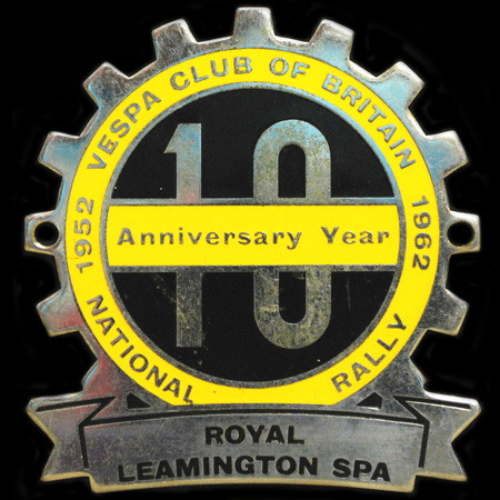 The Vespa Club of BritainNational Rally 1962 Royal Leamington Spa Cog Badge