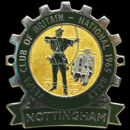 The Vespa Club of BritainNational Rally Nottingham 1965 Cog Badge