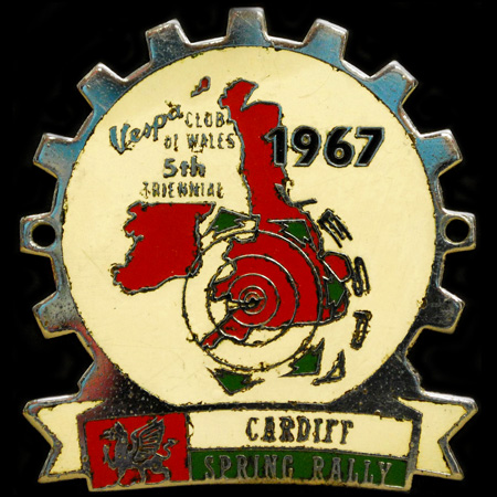 Vespa Club of Wales 5th Triennial Cardiff Spring Rally 1967 Cog Badge