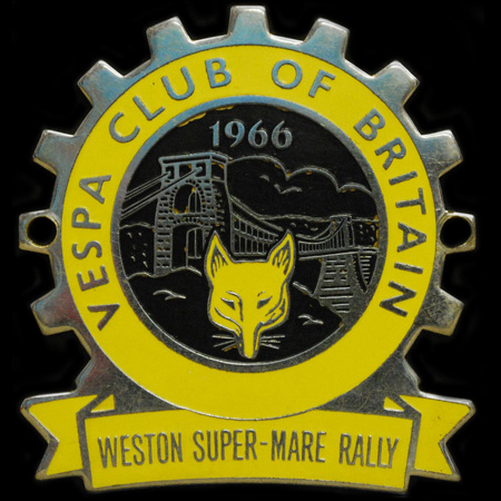 The Vespa Club of BritainWeston Super Mare Rally 1966 Cog Badge