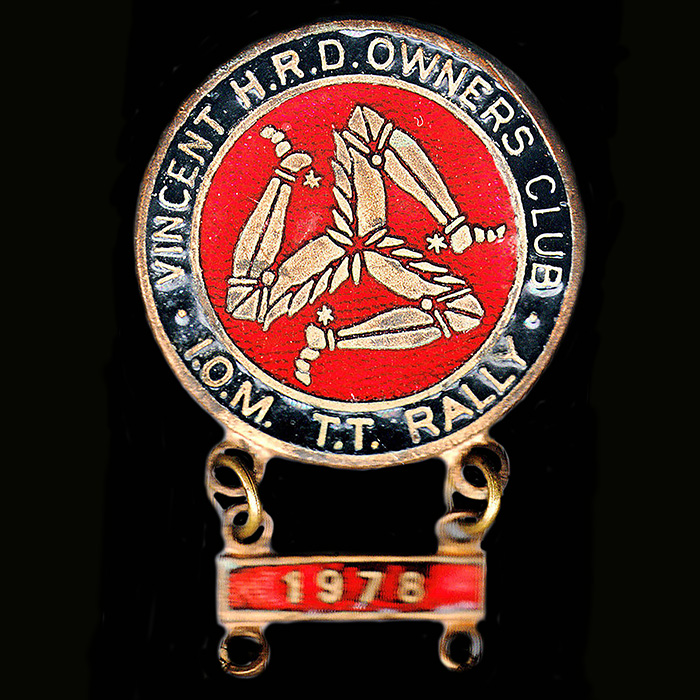 Vincent H R D Owners Club Isle of Man pin badge