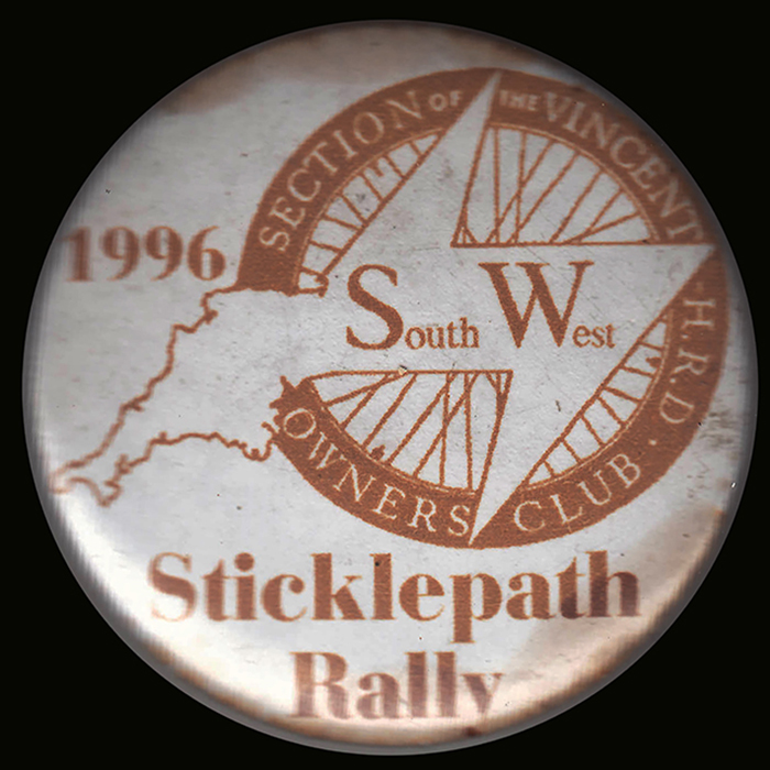 Vincent H R D Sticklepath button badge