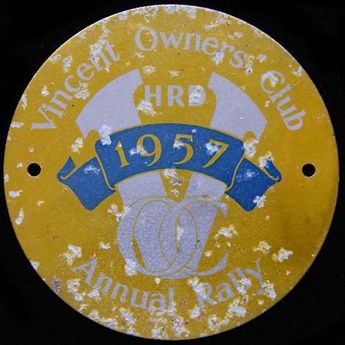 Vincent Owners Club Machine/Car badge