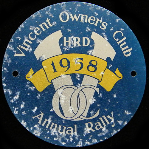 Vincent Owners Club Machine/Car badge